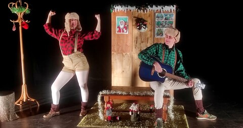 Deux comédiens , en lutins de Noël