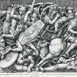 Nicolas Béatrizet, Soldats romains combattant contre les Daces, Gravure au burin, 1553 © Palais des ducs de Lorraine – Musée lorrain