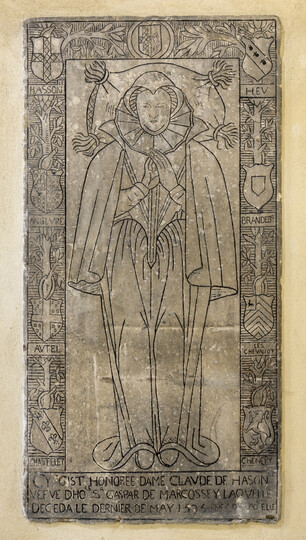 Pierre tombale de Claude de Haussonville provenant de l&#039;église de Haussonville - Crédits photo : Nancy, palais des ducs de Lorraine - Musée lorrain, photo. J.-Y. Lacôte
