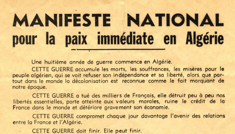 Tract pour la paix en Algérie vers 1960